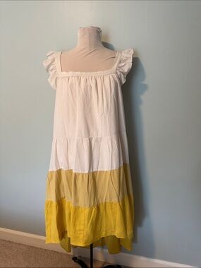 Girls' White and Yellow Tiered Sundress